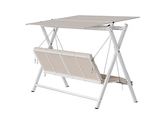 Balancín de Jardín BLUMFELDT FlexiSwing Hollywood – 4 Plazas, Respaldo y Toldo Ajustable, Cojines 6 cm, Exterior