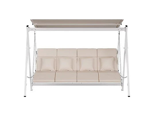 Balancín de Jardín BLUMFELDT FlexiSwing Hollywood – 4 Plazas, Respaldo y Toldo Ajustable, Cojines 6 cm, Exterior