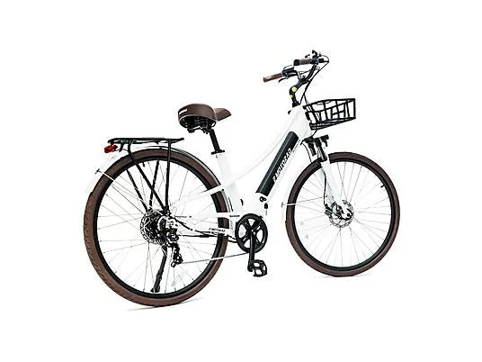 Bicicleta Eléctrica de Ciudad EMOTORAD Plymouth 27.5” | 36V 250W | Shimano 7V | Autonomía 80 km | Frenos Hidráulicos | Blanca
