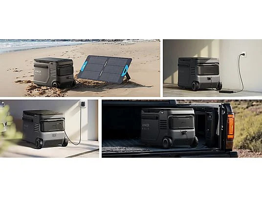 Anker SOLIX EverFrost 2 40L Electric Cooler + 100W Solar Panel – Nevera eléctrica portátil 40 L con panel solar, batería LiFePO₄, múltiples modos de carga y control por app, Negro