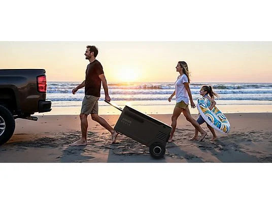 Anker SOLIX EverFrost 2 58L Electric Cooler + 100W Solar Panel — Nevera eléctrica portátil 58 L con panel solar 100 W, doble zona, control por app, ruedas todo terreno, Negro