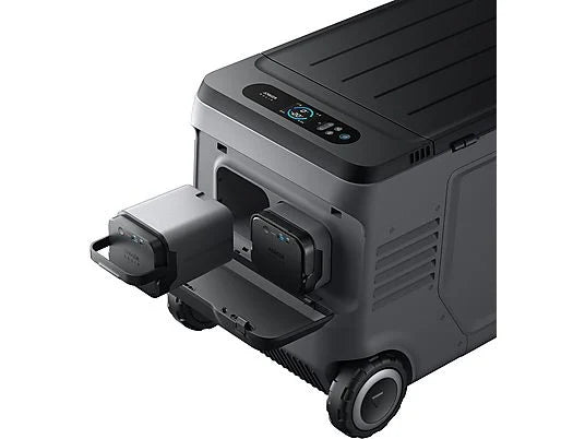 Anker SOLIX EverFrost 2 58L Electric Cooler + 100W Solar Panel — Nevera eléctrica portátil 58 L con panel solar 100 W, doble zona, control por app, ruedas todo terreno, Negro