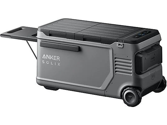Anker SOLIX EverFrost 2 58L Electric Cooler + 100W Solar Panel — Nevera eléctrica portátil 58 L con panel solar 100 W, doble zona, control por app, ruedas todo terreno, Negro