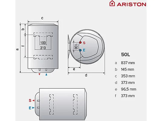 Ariston PRO Eco Slim Termo eléctrico Vertical 50 L – Smart con pantalla táctil, tecnología ECO EVO, Waterplus, Blanco